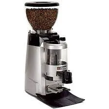 A coffee grinder with the lid open.