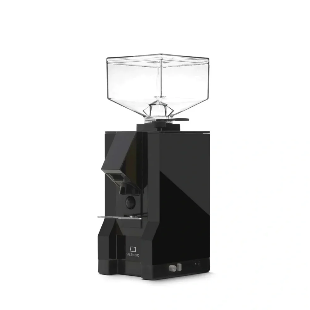 A black coffee grinder with clear glass top.