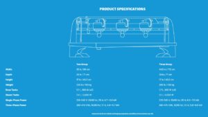 A blue sheet with product specifications and the price of each item.