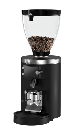 A close up of the coffee grinder with the lid open.